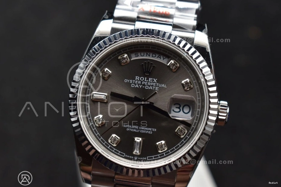 Dial 36 (Gain Diamond 904L Steel on Weight) SS Grey Bracelet vr3255 Best QF Edition V5 President DayDate 0601
